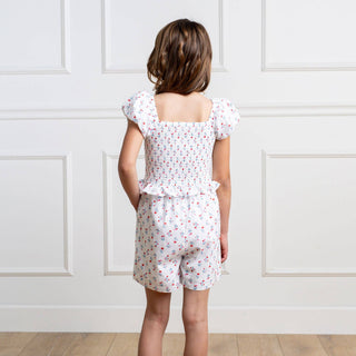 Hope and Henry - Organic Puff Sleeve Smocked Romper