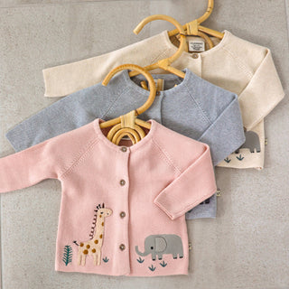 Viverano Organics - Animal Safari Embroidered Baby Cardigan Sweater (Organic)