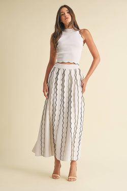 Image of Pleated Sweater Knit Maxi Skirt