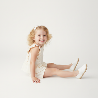 Organic Eyelet Flutter Top And Shorts Set - Ivory Eyelet