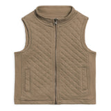 Colored Organics - Hudson Quilted Jacquard Zip Up Vest - Taupe: 5T/6