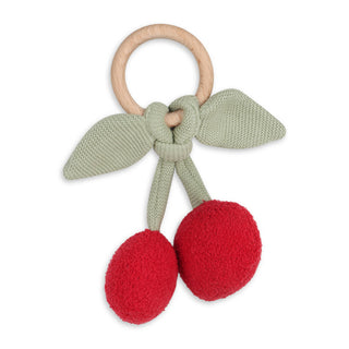 Viverano Organics - Cherry Organic Baby Blanket + Ring Rattle Toy Gift Set