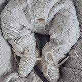 Luna + Luca - Luna + Luca Mixed Knit Jumpsuit: Natural / Newborn