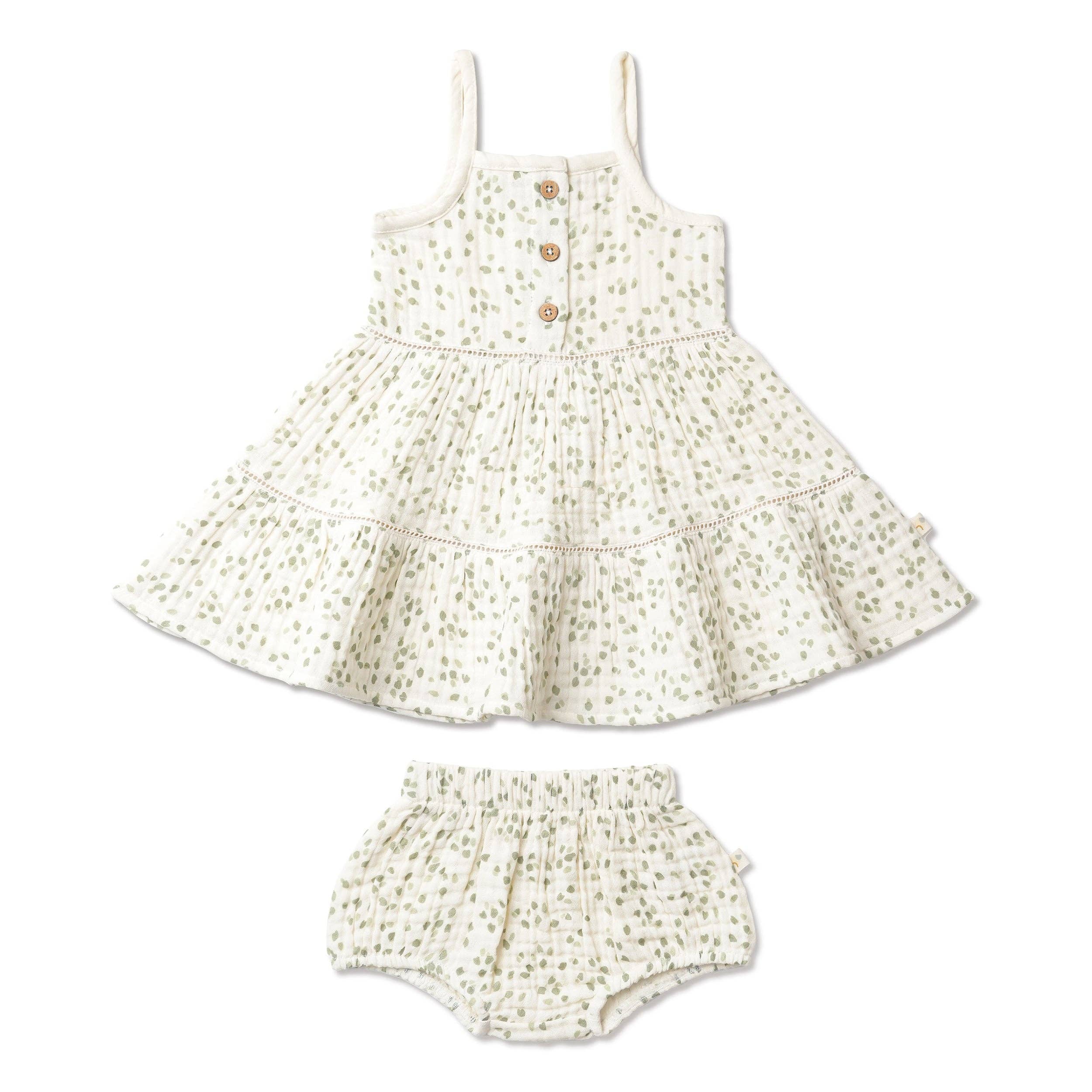 Organic Buttoned Tiered Dress