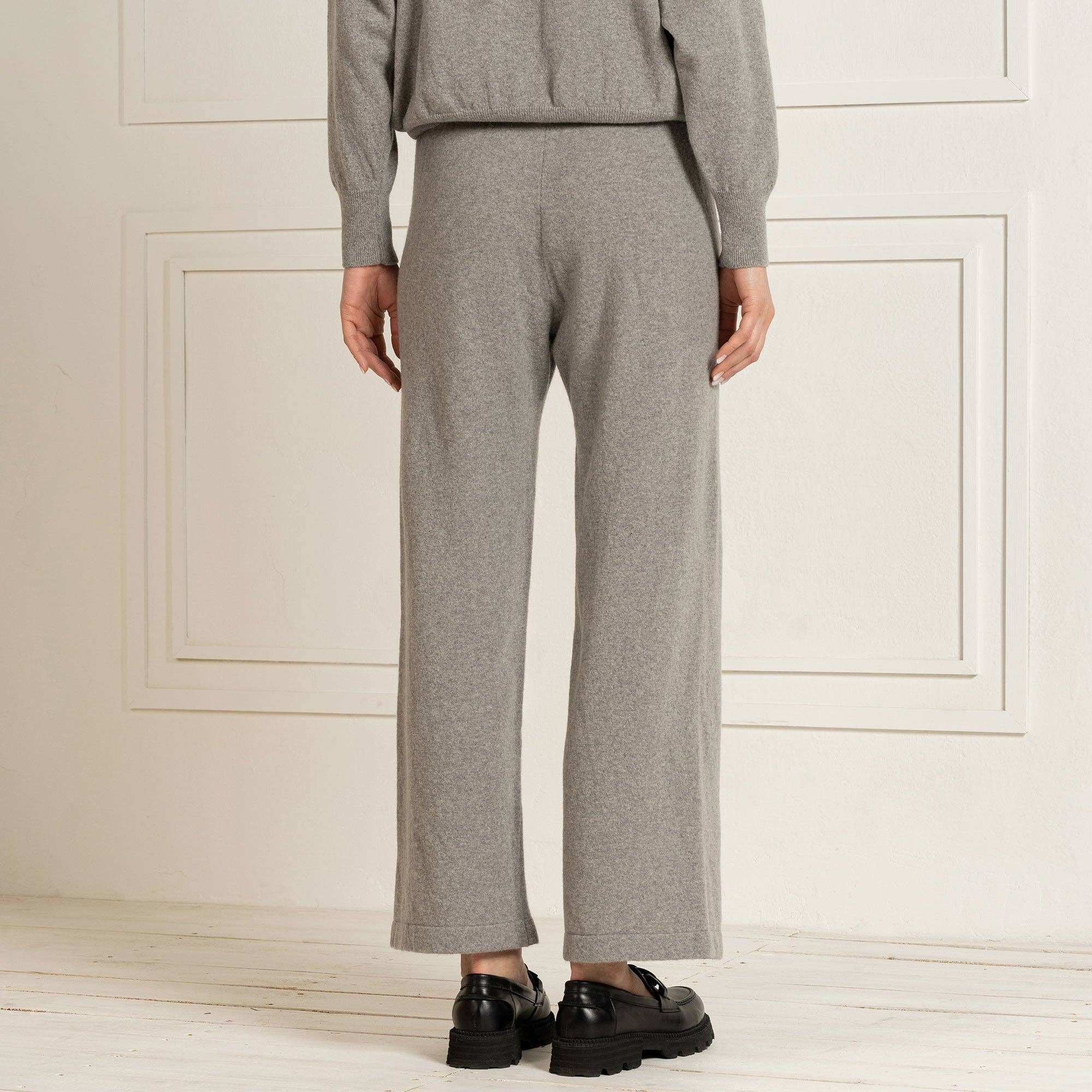 menique - Women's 100% Merino Wide Leg Pants Helsinki Light Gray: S / Light Gray