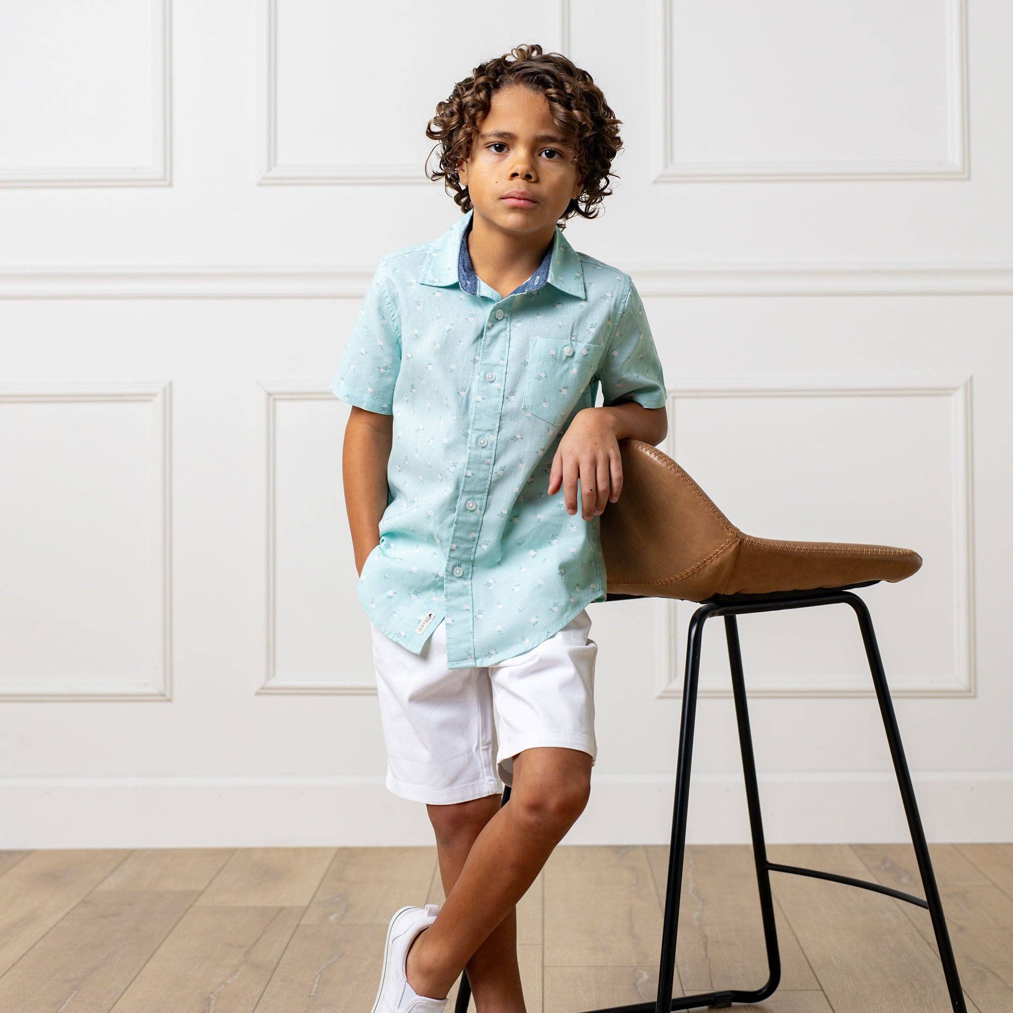 Image of Hope and Henry - Linen Short Sleeve Button Down Shirt