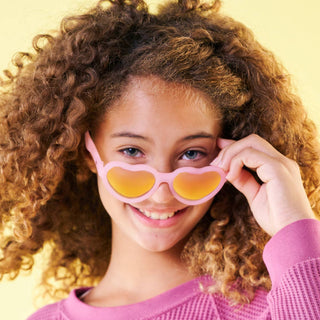 Babiators - Frosted Pink Heart | Purple Polarized Mirrored Lenses