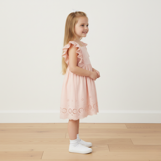 Organic Eyelet Flutter Dress - Blush Eyelet