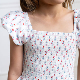 Hope and Henry - Organic Puff Sleeve Smocked Romper
