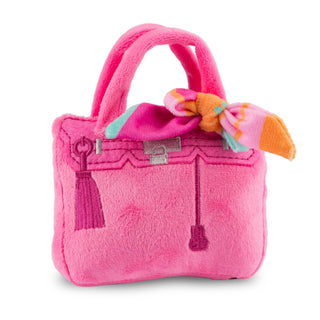 Barkin Bag -  *CHIC DOGGIE* Pink w/ Scarf Squeaker Dog Toy: Small / Mini