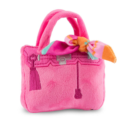 Haute Diggity Dog - Barkin Bag -  *CHIC DOGGIE* Pink w/ Scarf Squeaker Dog Toy: Small / Mini