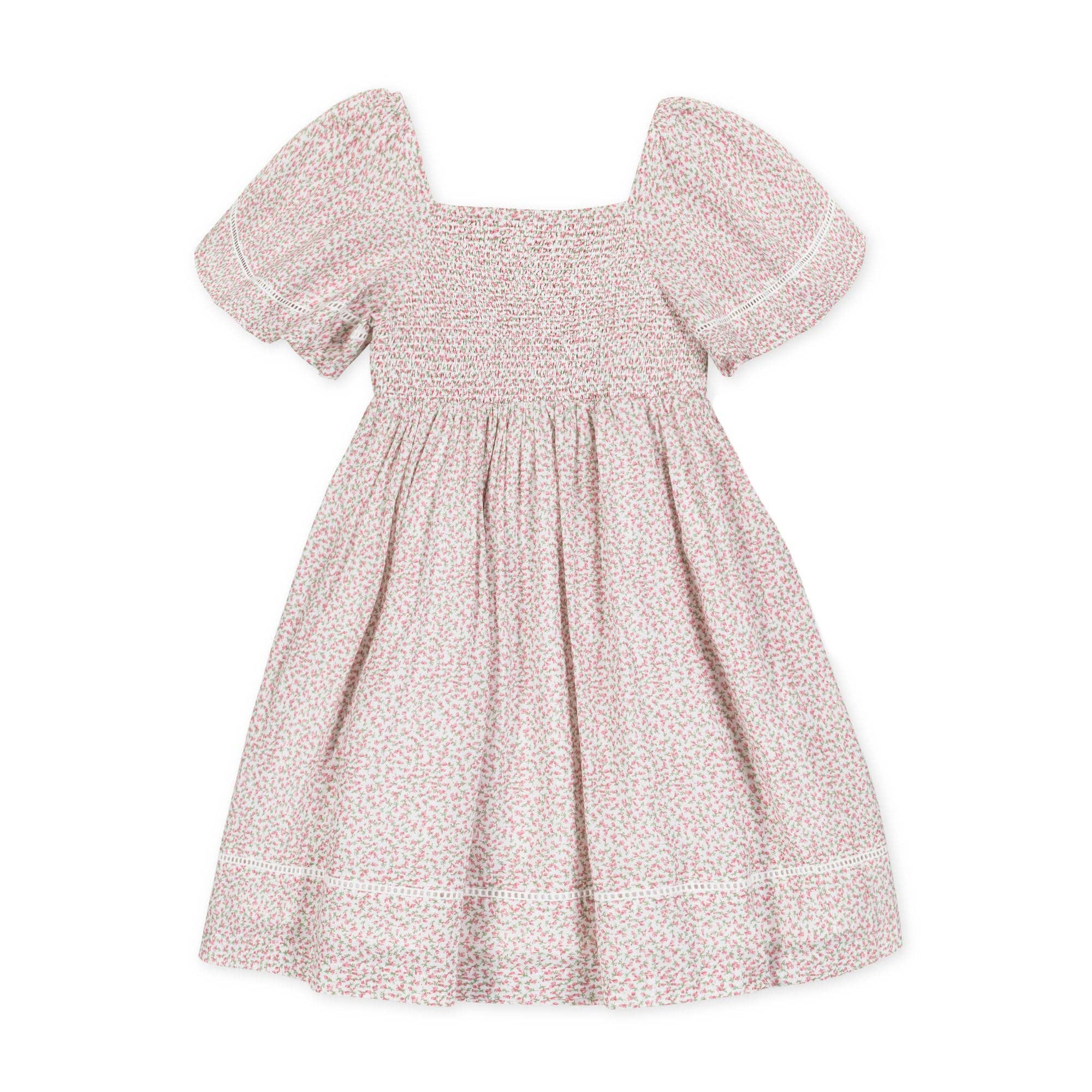 Hope and Henry - Organic Smocked Bell Sleeve Dress
