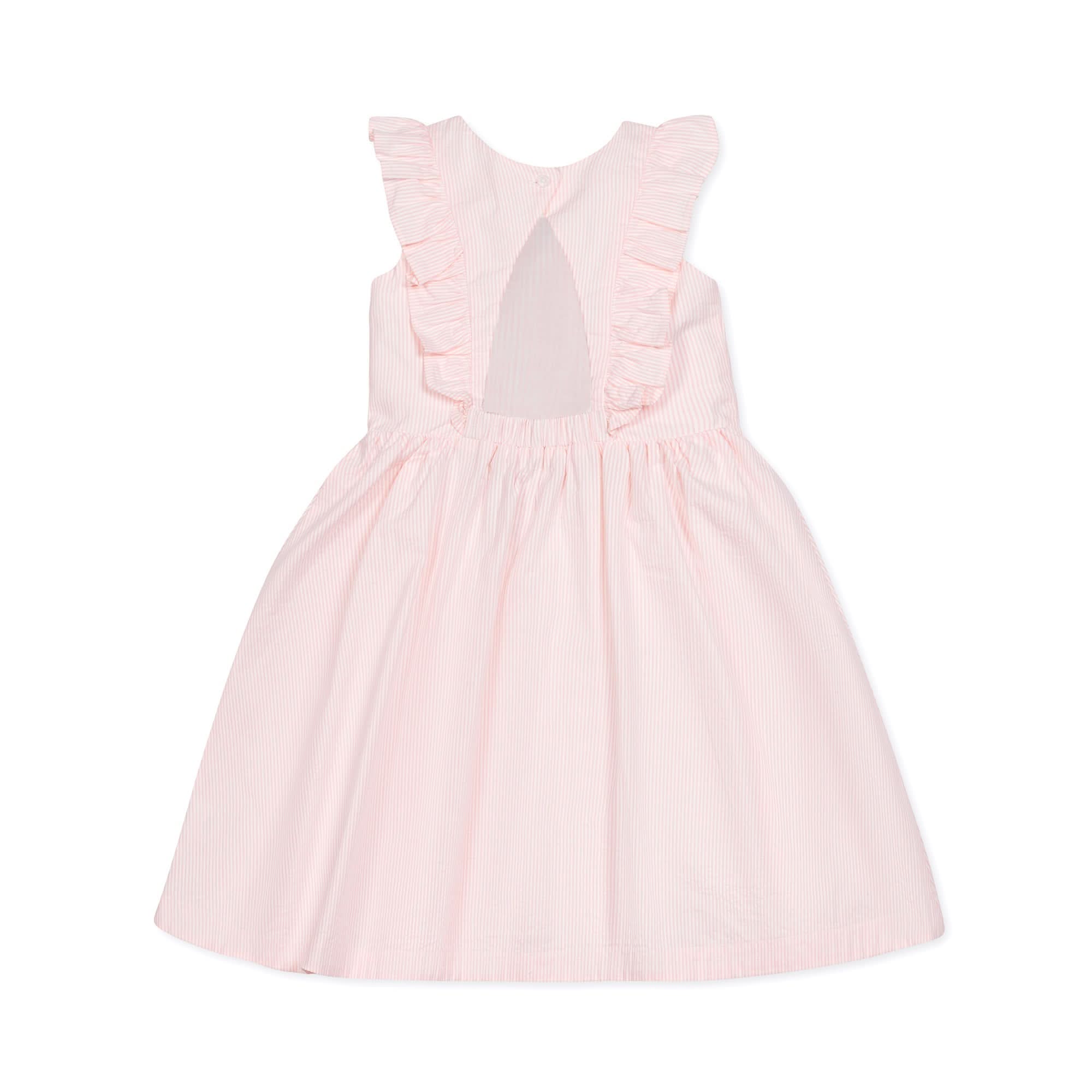 Hope and Henry - Flutter Sleeve Organic Open Back Dress Light Pink