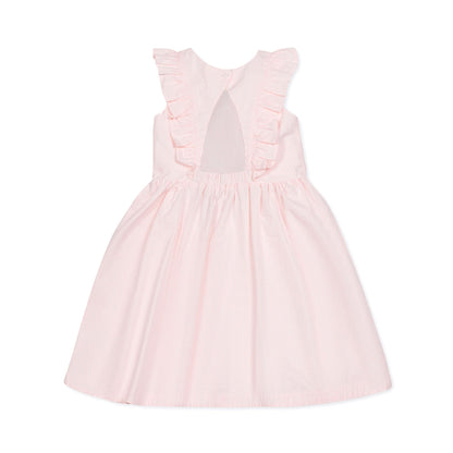 Hope and Henry - Flutter Sleeve Organic Open Back Dress Light Pink