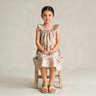 Organic Ruffle Tiered Dress - Pastel Bloom