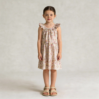 Organic Ruffle Tiered Dress - Pastel Bloom