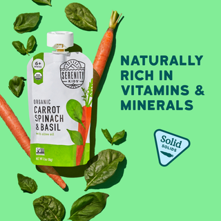 Serenity Kids Organic Carrot, Spinach & Basil with Organic Olive Oil Pouch