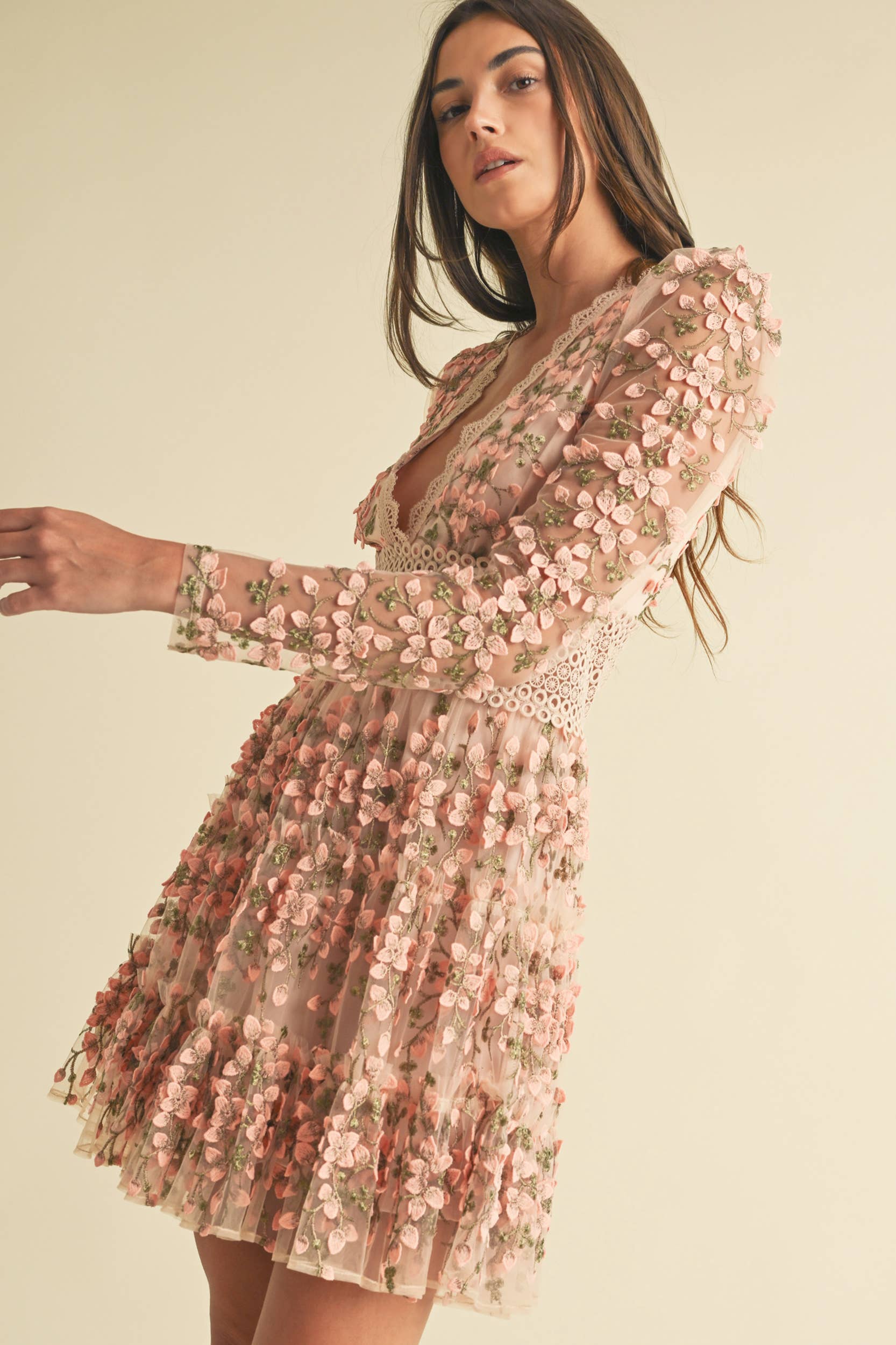 Image of Floral Lace Mini Dress
