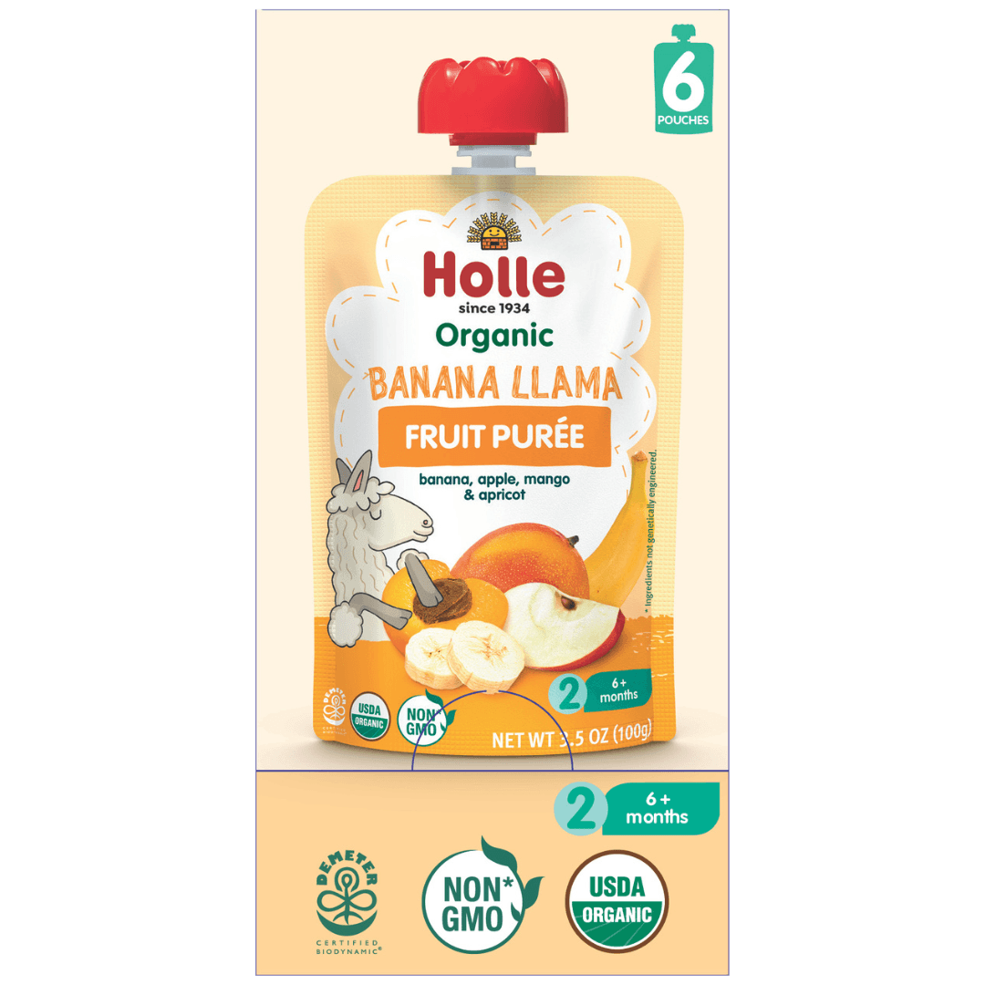 Image of Holle Baby Food Pouches - Organic Fruit Puree - Banana Llama