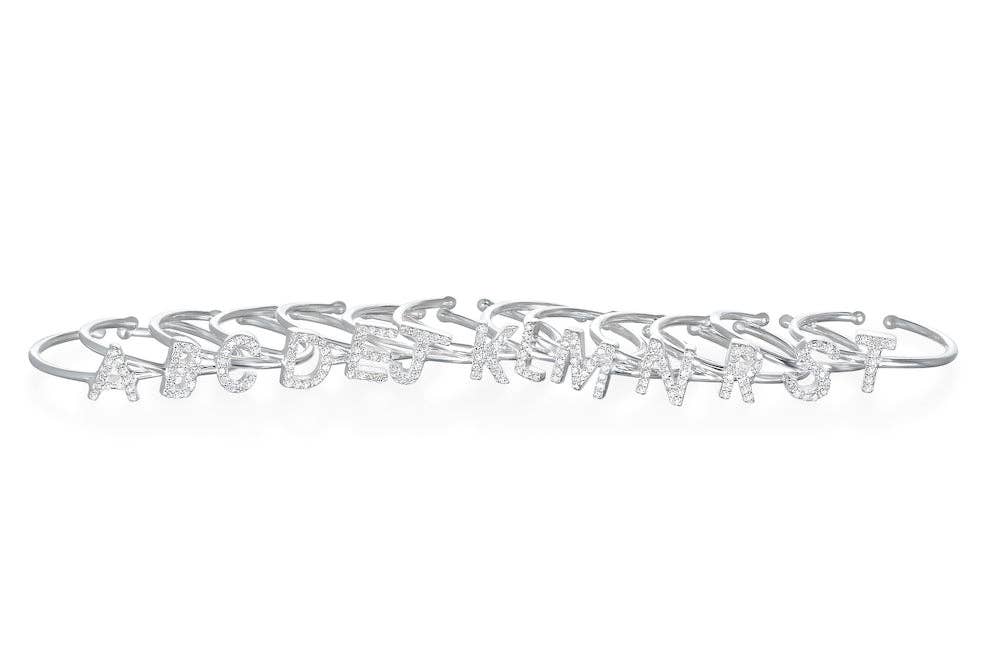 Diamond & Sterling Silver Initial Ring-All Letters