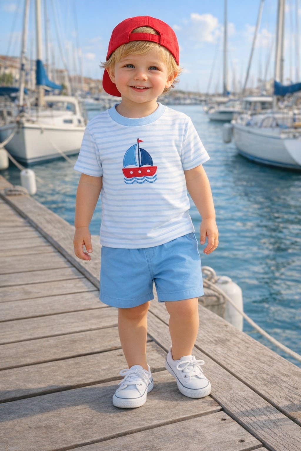 Marco and Lizzy - Sailboat Boys T Shirt Short Set