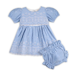 Isla Chambray Baby Dress + Bloomer