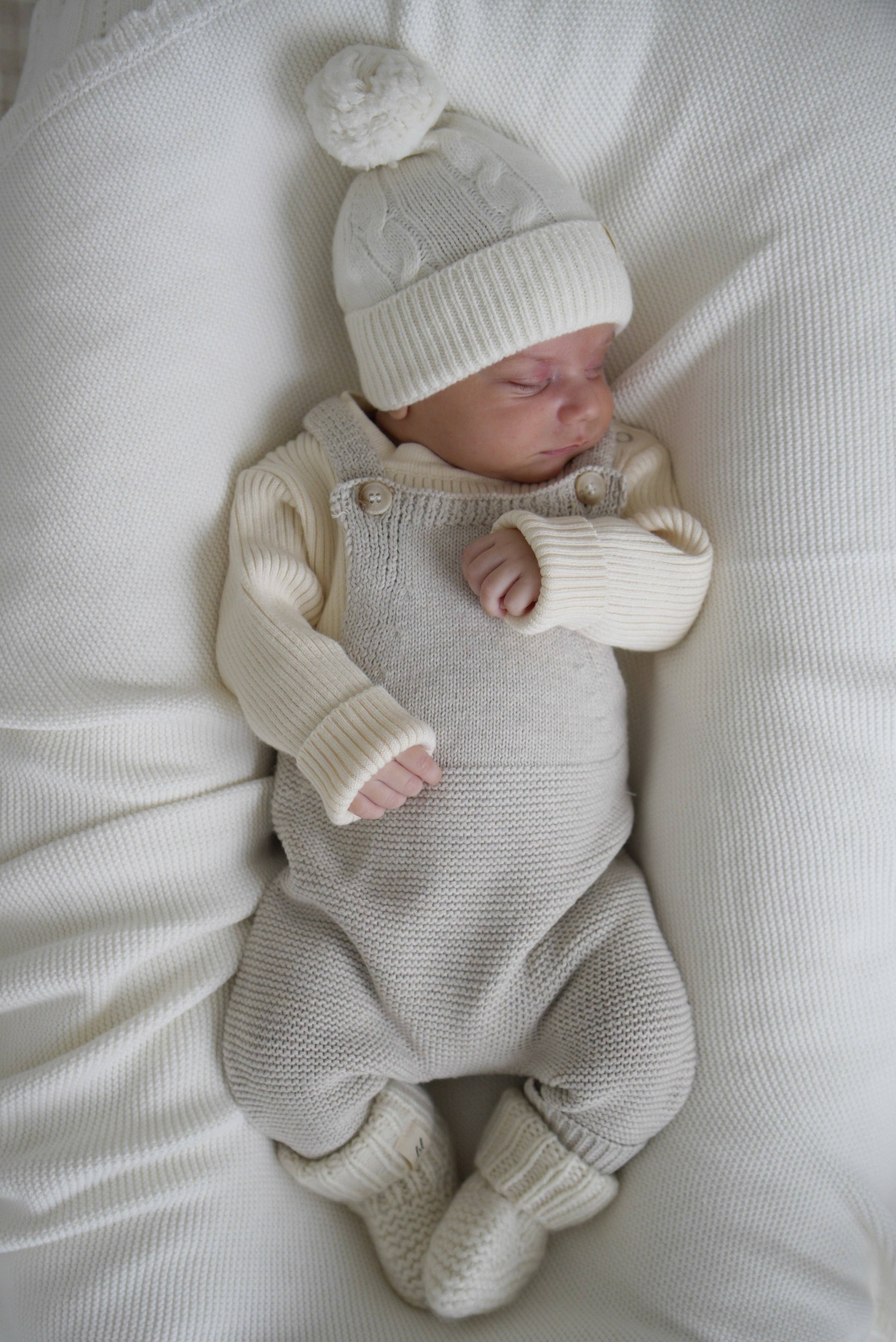 Luna + Luca - Luna + Luca Natural Knit Overalls: Natural / 3-6m