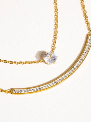 Lorenza 18K Gold Non-Tarnish Layered Smile CZ Necklace