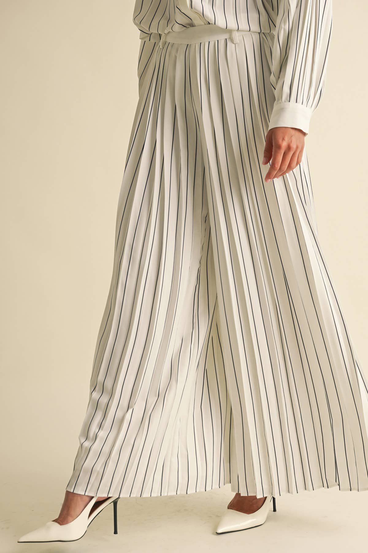 Image of Pleated Stripe Pants