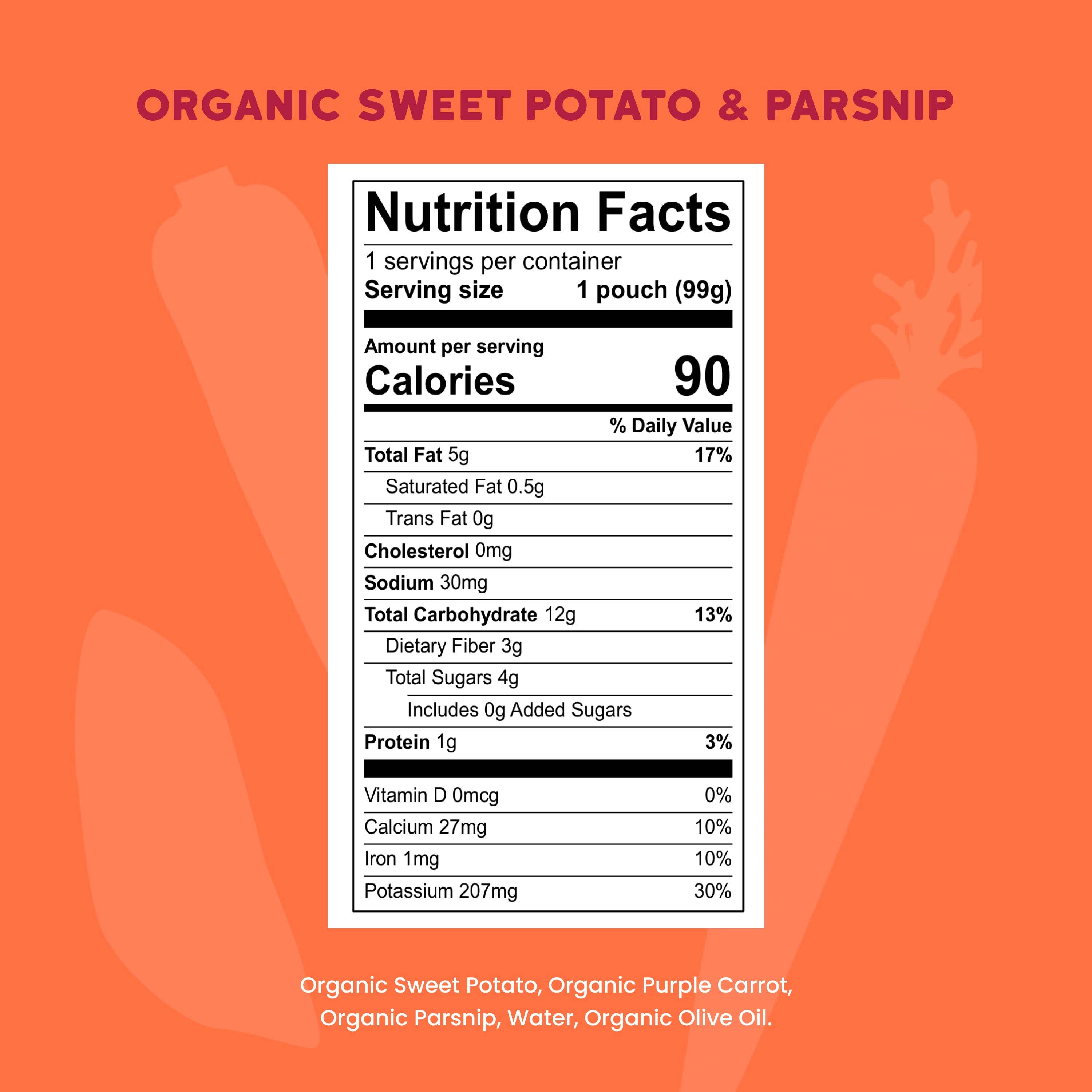 Serenity Kids Organic Sweet Potato & Parsnip with Organic Carrots and Olive Oil Pouch