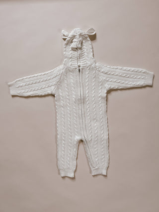 Luna + Luca - Luna + Luca Baby Bear Jumpsuit - White: White / 18-24m