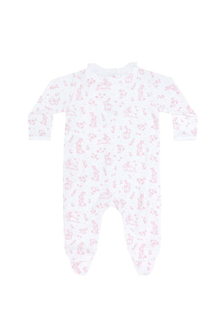Nellapima - Pink Bunny Toile Crossover Footie