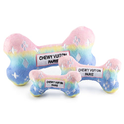 Image of Haute Diggity Dog - Pink Ombre Chewy Vuiton Bone Squeaker Dog Toy: Small / Mini