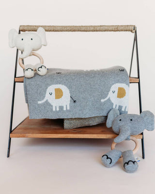 Viverano Organics - Elephant - Organic Stuffed Animal Baby Ring Rattle