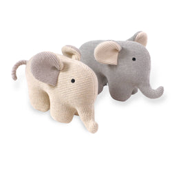 Image of Elephant Knit Stuffed Animal Soft Baby Toy (Organic Cotton)