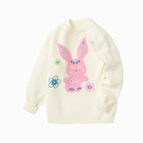 Balabala Kids Girl Bunny Graphic Lapel Sweater