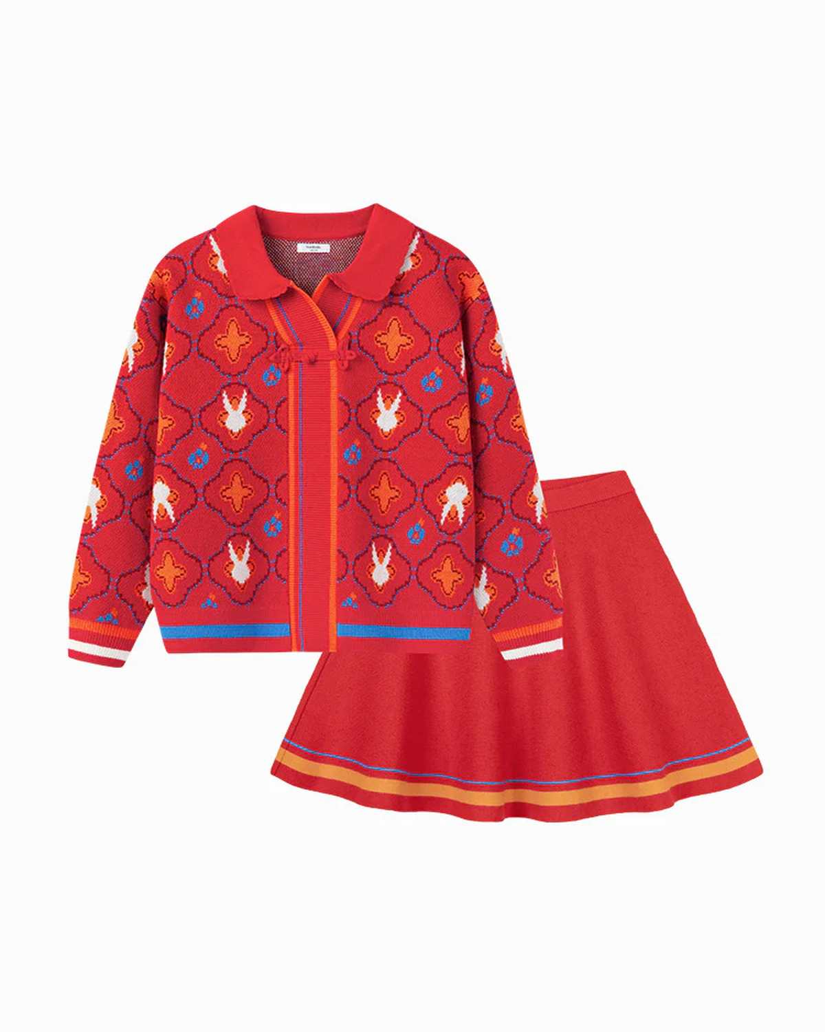 Balabala Toddler Girl Chinese Zodiac Rabbit Woolen Long Sleeve Set