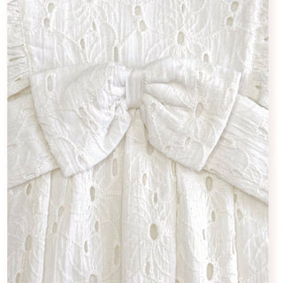 Luna Schiffli Ruffle & Bow Baby Girl Romper