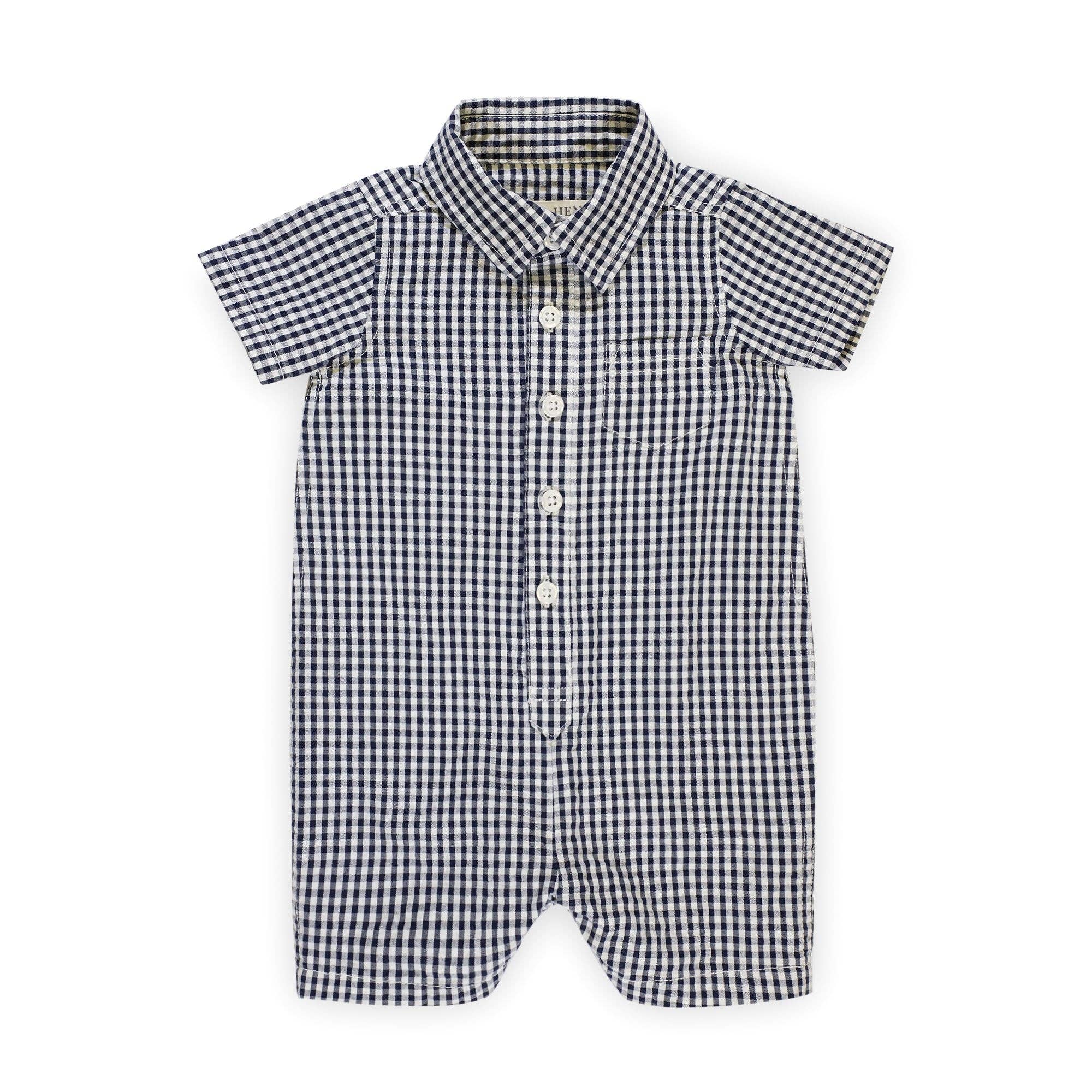 Hope and Henry - Organic Seersucker Button Front Romper