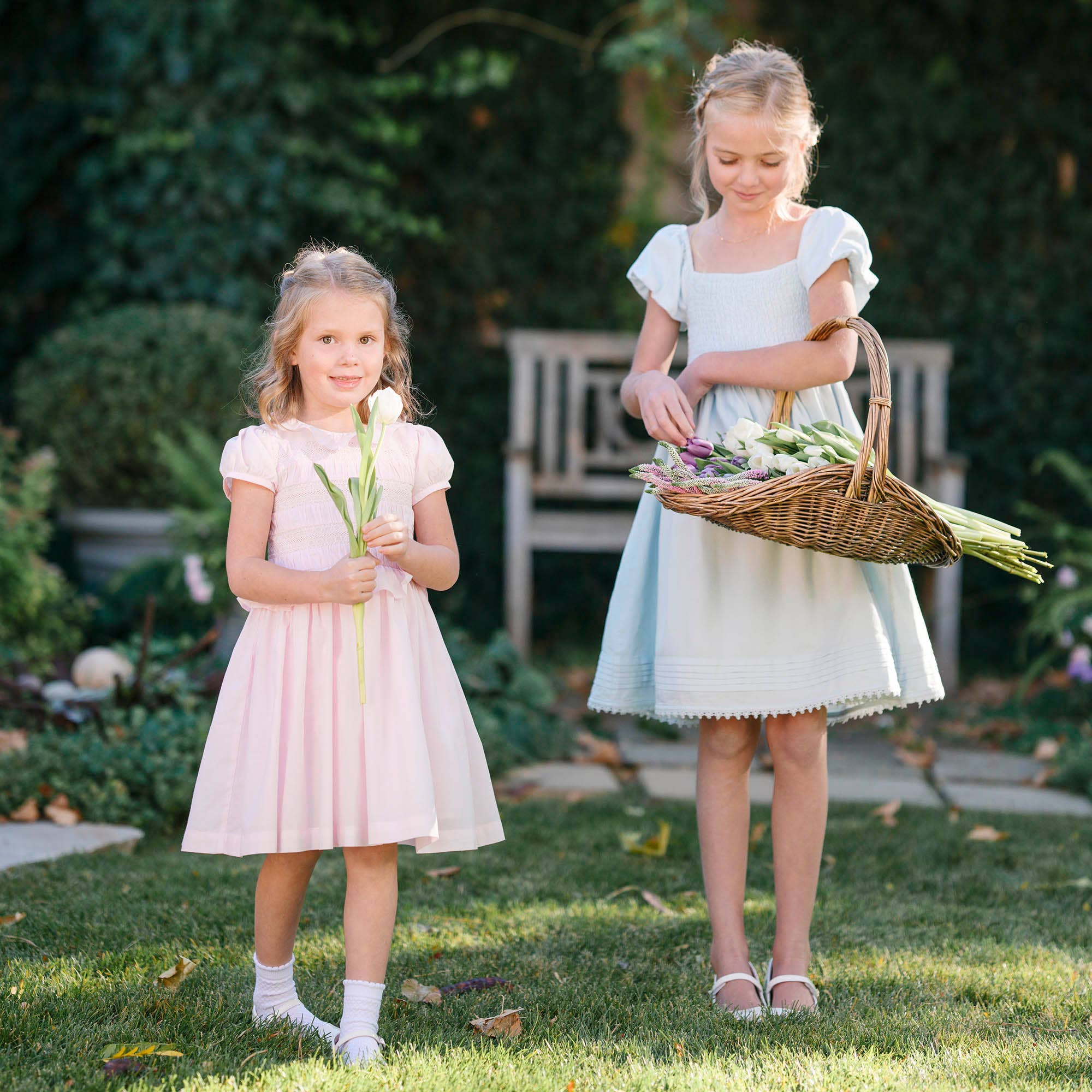 Image of Hope and Henry - Organic Puff Sleeve Smocked Party Dress
