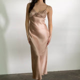 Moon River - SATIN ROSETTE SLEEVELESS MAXI DRESS: BLUSH