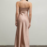 Moon River - SATIN ROSETTE SLEEVELESS MAXI DRESS: BLUSH