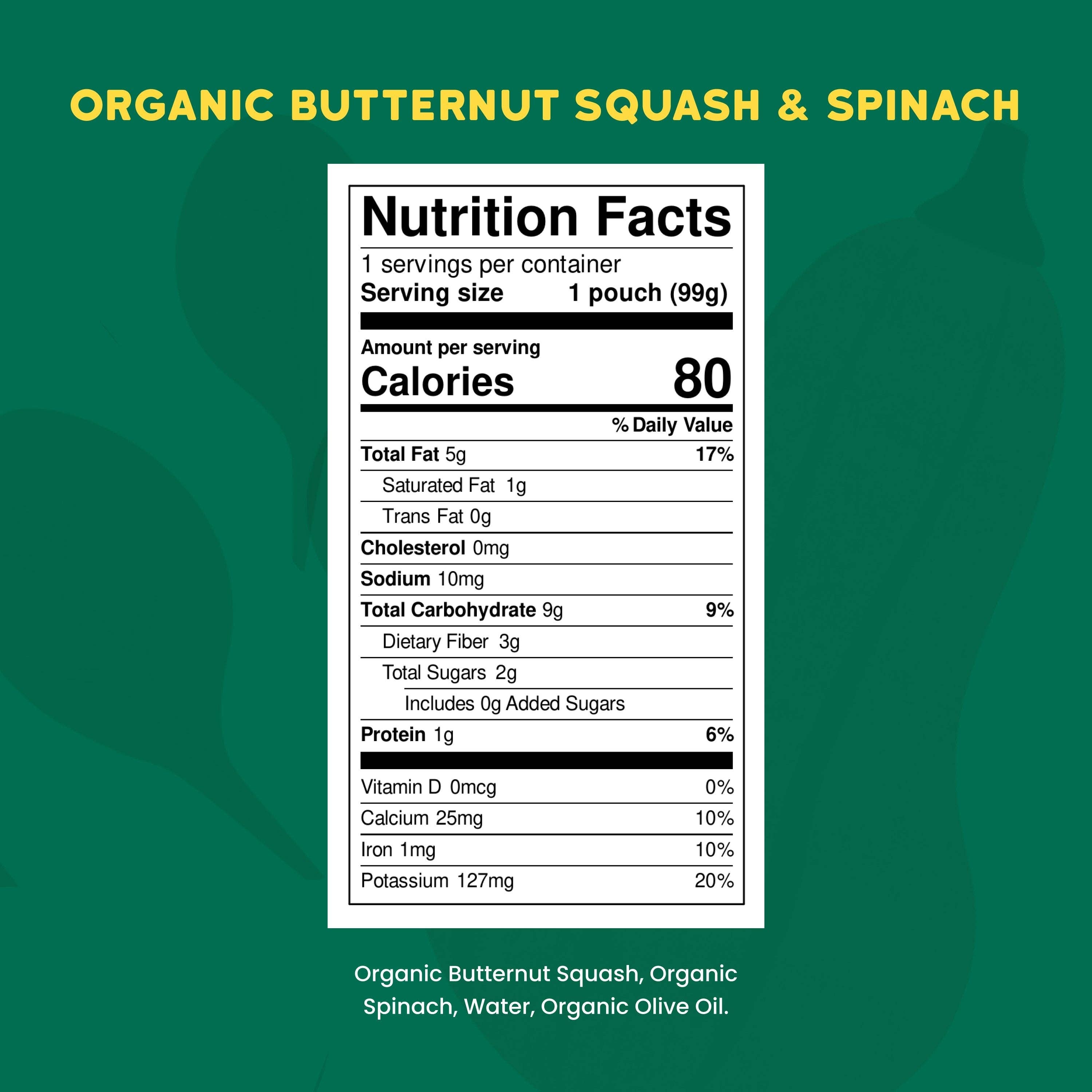 Serenity Kids Organic Butternut & Spinach with Organic Olive Oil Pouch