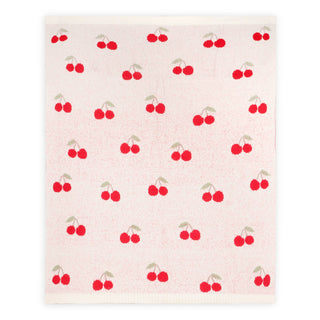 Viverano Organics - Cherry Organic Baby Blanket + Ring Rattle Toy Gift Set