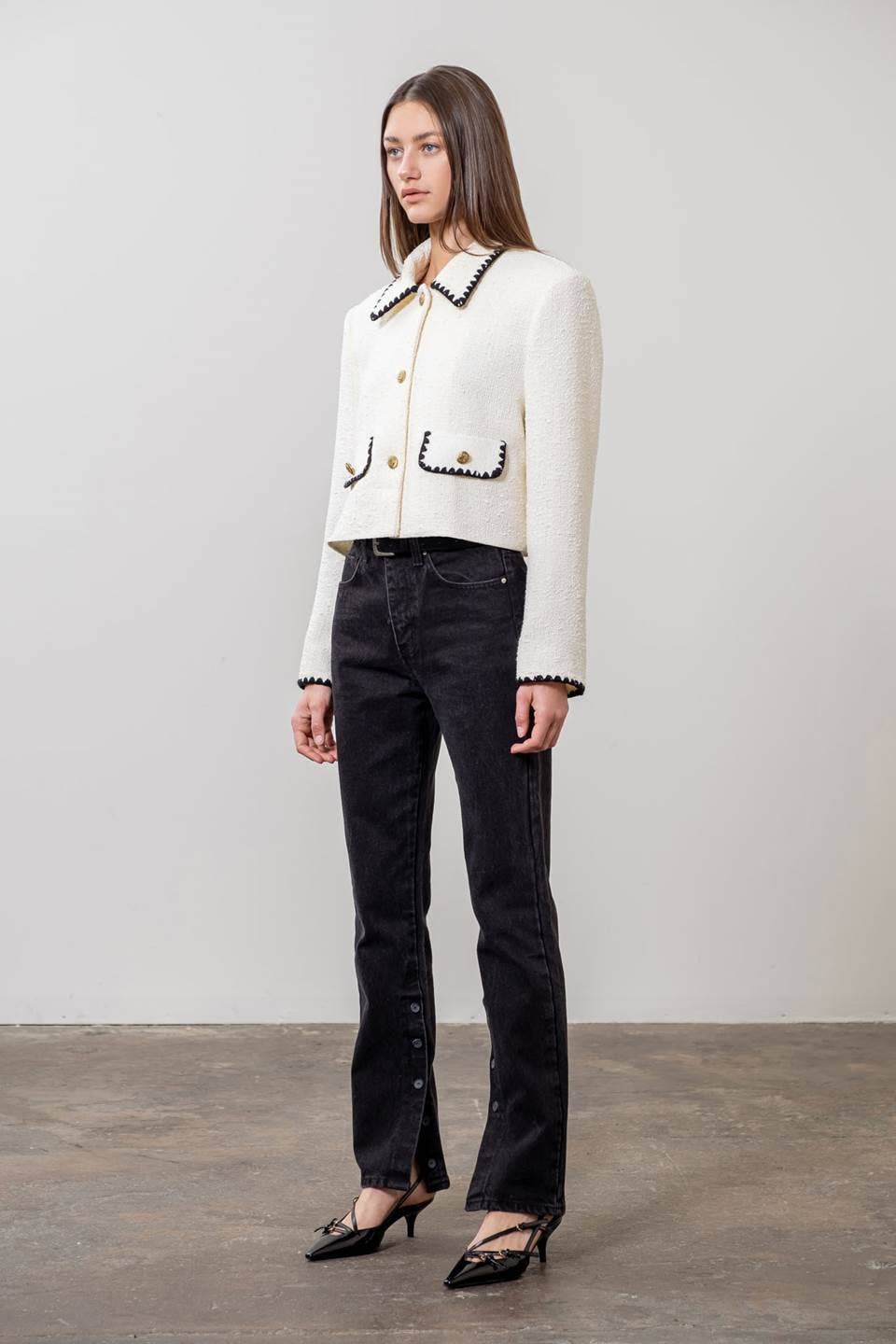 Image of Contrast Cropped Blazer