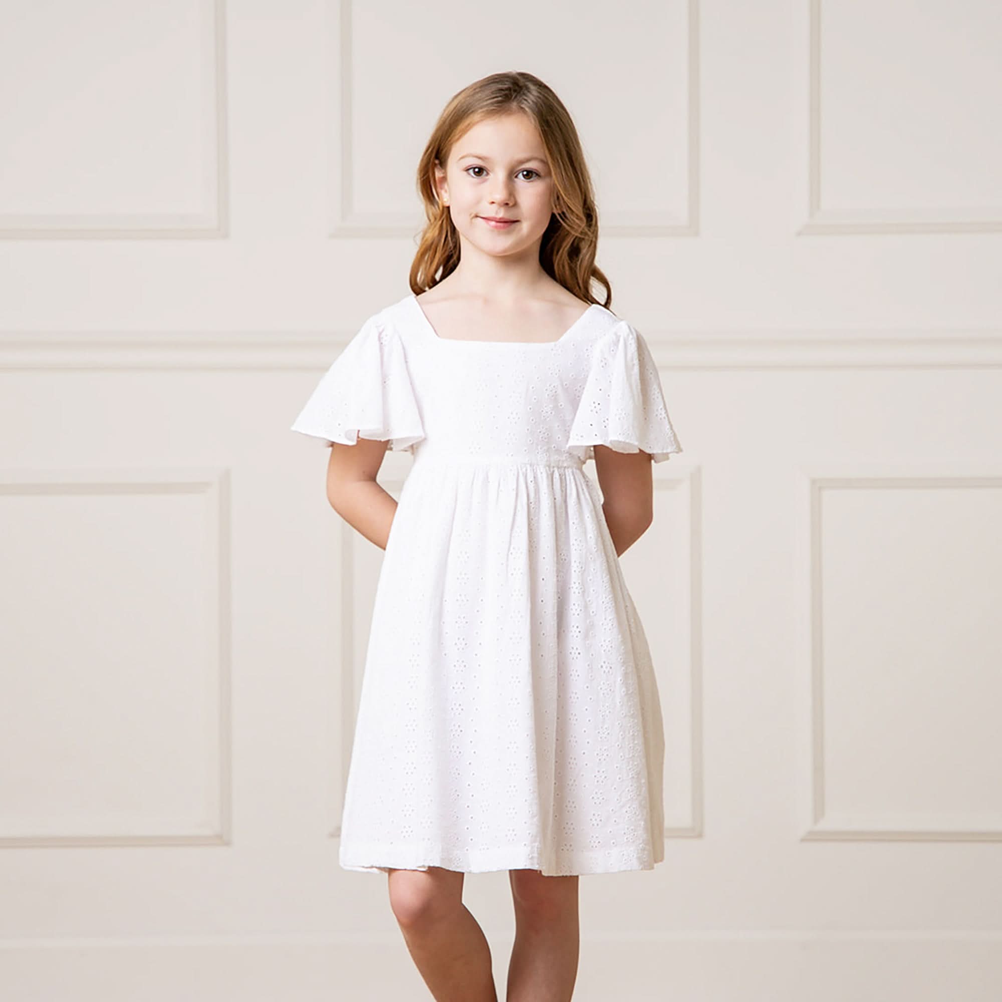 Hope and Henry - Flutter Sleeve Organic Empire Dress