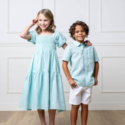 Image of Hope and Henry - Linen Short Sleeve Button Down Shirt
