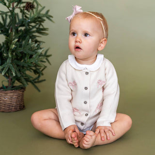 Viverano Organics - Zoe Bow Sweater Knit Baby Button Cardigan (Organic)