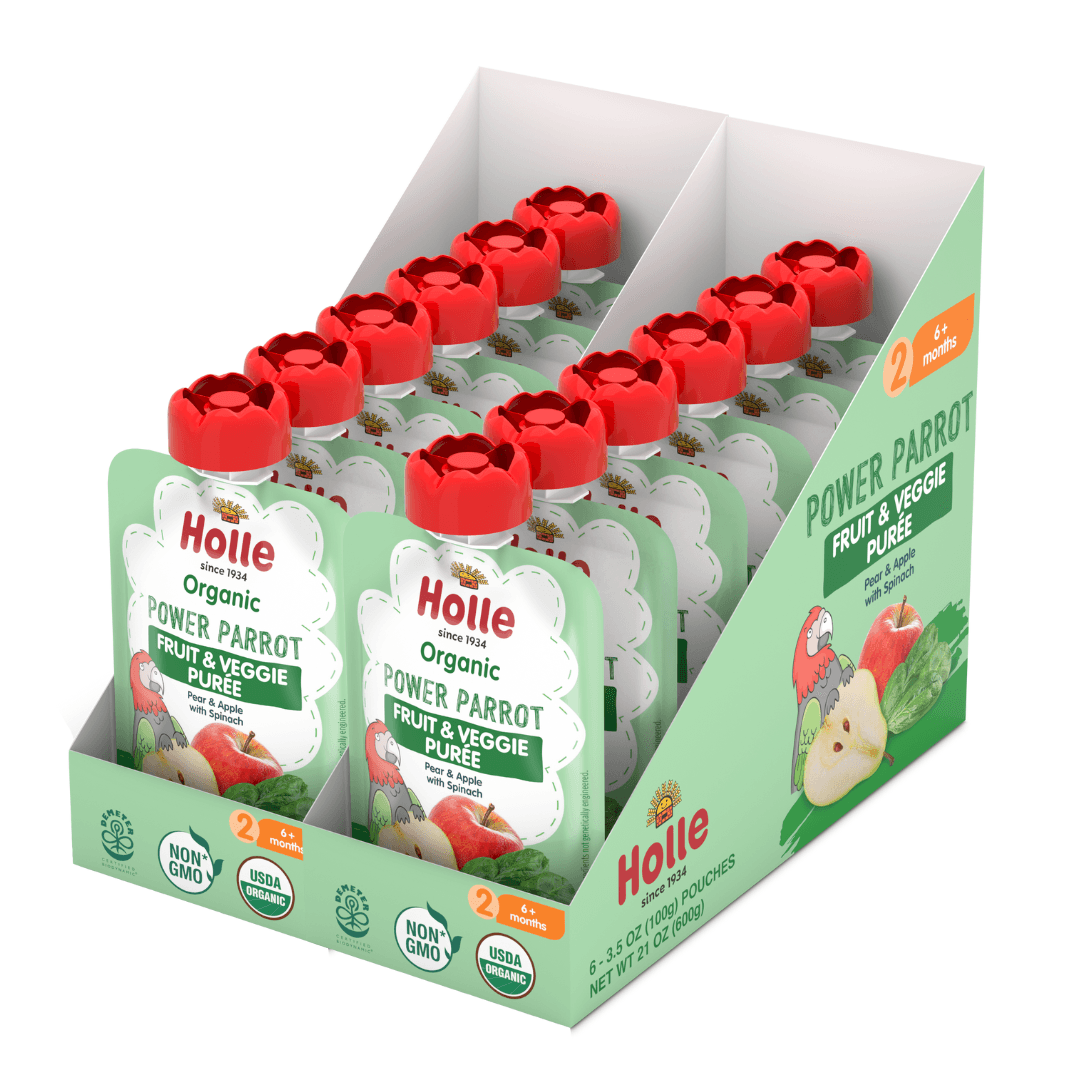 Image of Holle Baby Food Pouches - Organic Fruit & Veggie Puree - Power Parrot