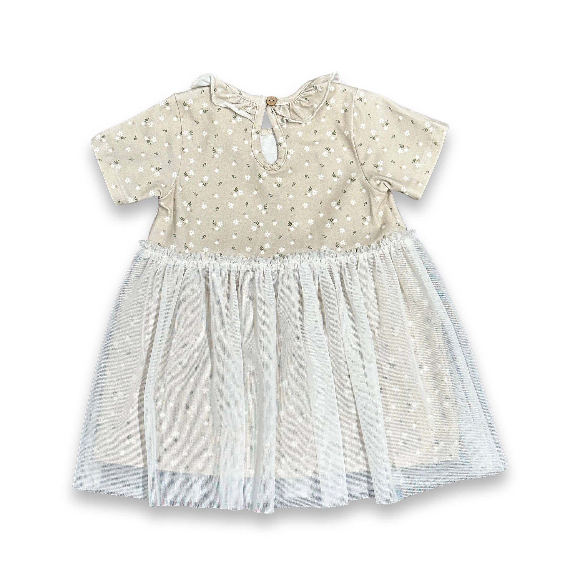 Viverano Organics - Ditsy Floral Ruffle Collar Tutu Baby Dress